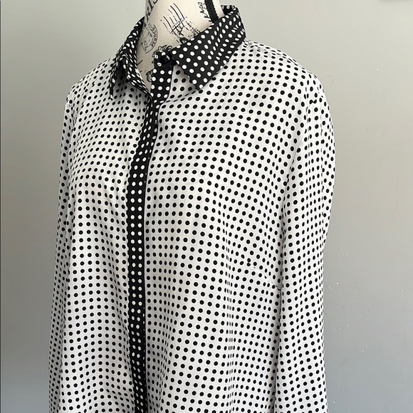 Funky Basics Black and White Polka Dot button down Shirt - Picture 3 of 5